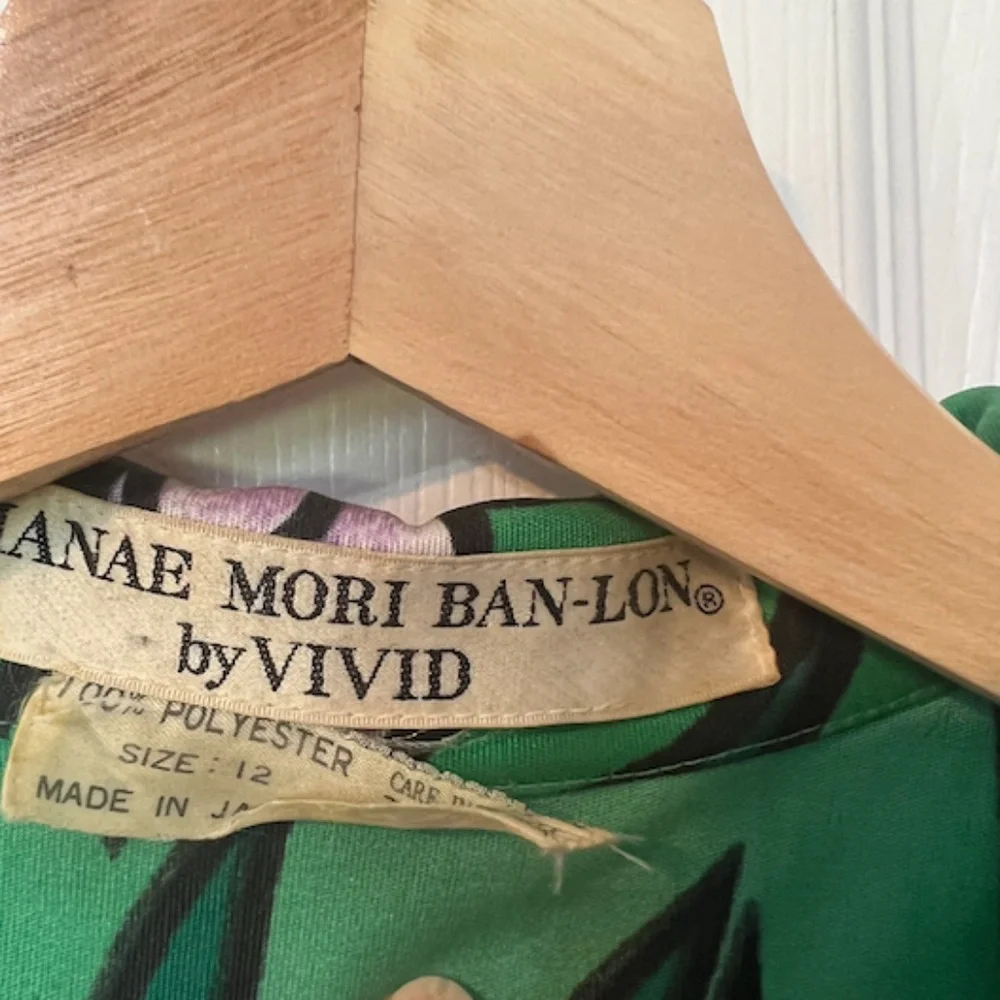 Vintage Hanae Mori Ban-Lon by Vivid Polyester Dress Made in Japan - Picture 2 of 6